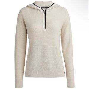 G/Fore Waffle Stitch Merino Wool Hooded Quarter Zip Sweater